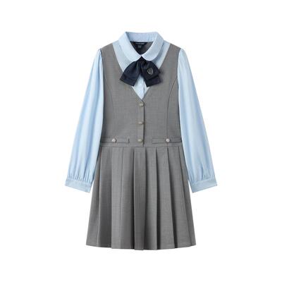 elandkids女童校服制翻领连衣裙