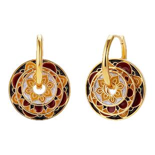 卡洛美花团锦簇耳环女古风新中式小众耳扣复古气质百搭设计感耳饰