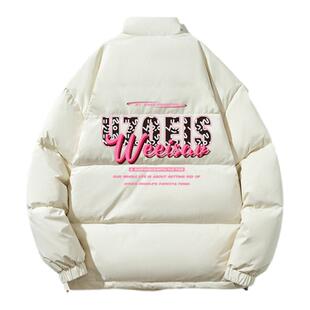 美式高街复古重磅90码白鸭绒羽绒服冬季男款抗寒保暖立领拉链外套