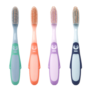 企鹅长头大头软毛儿童牙刷6-12岁高效防滑手柄喜力舒清洁清新口腔