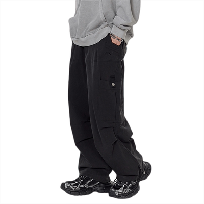 BING褶皱裤子男款夏季阔腿伞兵裤