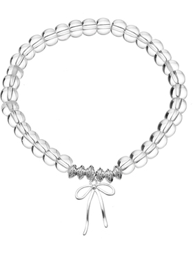 AHCHOO 天然透亮白水晶算盘珠手串S925纯银蝴蝶小众设计弹力手环