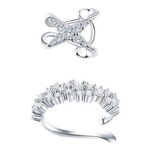 LELOUP闪钻碎冰耳夹+X未知数耳夹套组女无耳洞耳饰高级感耳骨夹