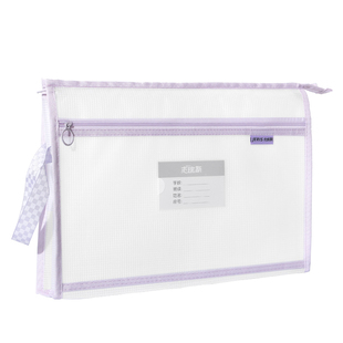 双层科目分类袋防水A4透明文件袋大容量拉链式学生手提科目分类袋