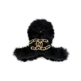 轻奢贵气小香风毛绒抓夹女2025新款高级感后脑勺盘发鲨鱼夹子头饰