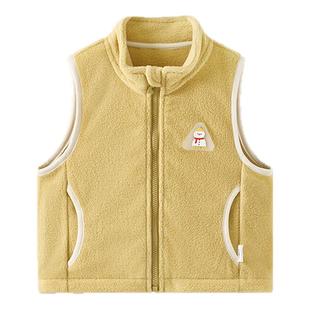 童泰婴儿马甲春秋宝宝衣服儿童休闲外出立领上衣男女童摇粒绒马夹