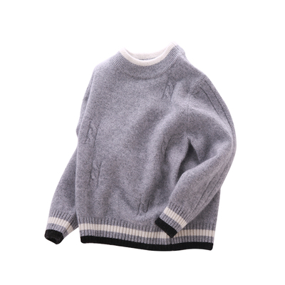 加厚山羊绒中小童打底圆领针织衫