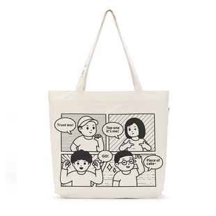 finerworld原创漫画印花轻薄托特包韩版日系随性单肩包手提包帆布