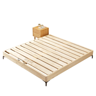 纯实木榻榻米无床头床卧室排骨架床白胚燕尾榫加厚双人床支持定制