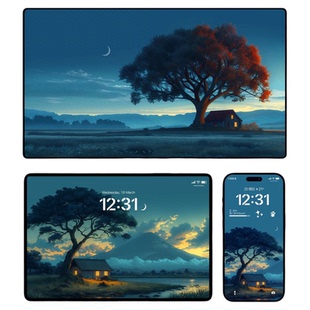 6张治愈风景手机超清壁纸ipad平板电脑桌面插画自然风景图片素材