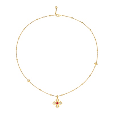 TWINSLULU十字架红色十字花项链