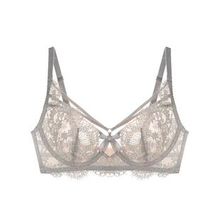 一娜大胸显小全罩杯文胸蕾丝胸罩大码春夏薄款性感内衣女睫毛仙子