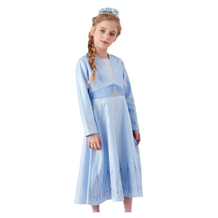 Dreampartybox爱莎公主裙迪士尼女童秋款长袖连衣裙艾莎加冕礼盒