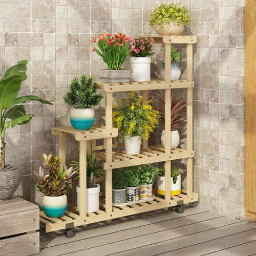 多层阳台植物花架子室内客厅简约碳化木置物架多肉绿萝吊兰爬藤架