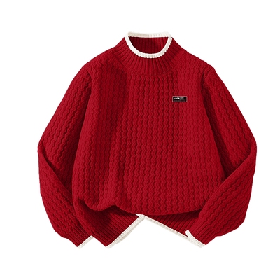 贵人鸟童装撞色保暖毛衣