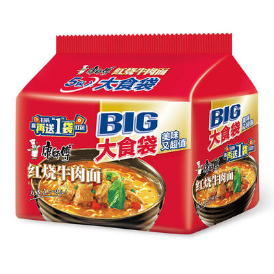 康师傅大食袋红烧牛肉面好吃的宿舍夜宵速食泡方便面