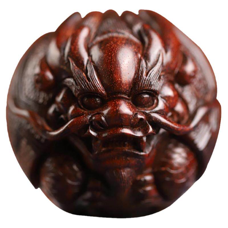 印度小叶紫檀龙龟手把件湘工石争
