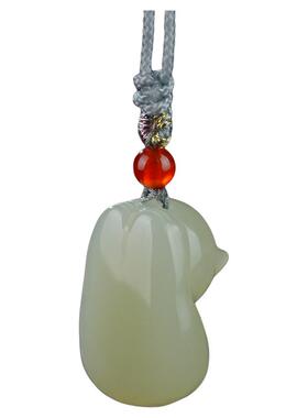 和田玉招财猫趴趴猫吊坠猫咪纳福