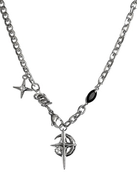 合成锆石吊坠钛钢芒星项链男生