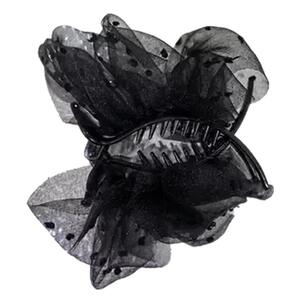 2025春季新款褶皱款气质百搭网纱款简约优雅丸子印花雪纺皱抓夹