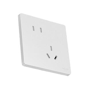 德力西开关插座827奶油风哑光磨砂五孔插座空调16A面板五孔浅云白