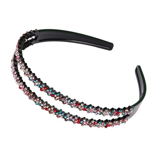 简约碎发发箍水钻压发发带洗脸用发箍女百搭外出黑色发卡头箍宽边