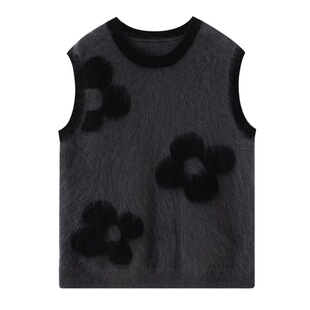 遮肉神器拉绒马甲~皇室拉绒100小山羊绒拉绒提花工艺圆领马甲