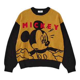 moussy 春季迪士尼联名米奇撞色针织衫毛衣010HAQ70-0871