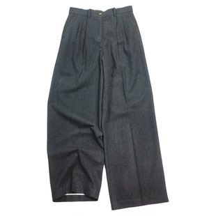 秋冬舒适羊毛保暖通勤简约风高腰直筒裤女灰色显瘦垂感百搭西装裤