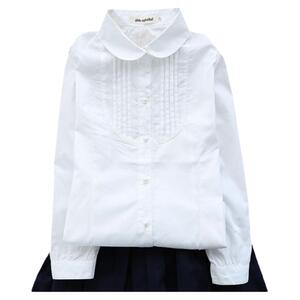 长袖纯棉白色小学生校服女童衬衣