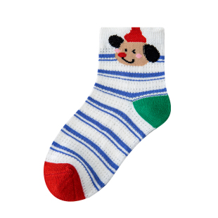儿童袜子夏季薄款纯棉无骨袜男童女童卡通条纹小狗网眼透气中筒袜