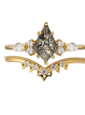 S925银镀14K金日系小众戒指