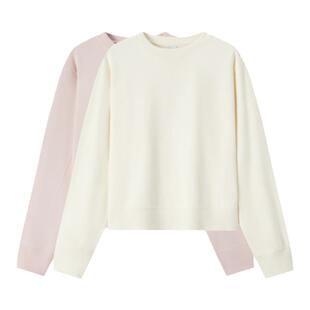 [商场同款]森马卫衣女慵懒简约圆领宽松2024秋新款温柔纯色打底衫