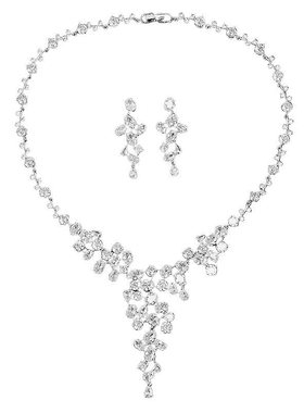 婚礼锆石奢华新娘女项链耳环套装