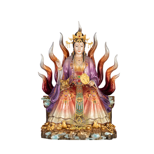 九尾娘娘九尾狐神像红狐姑娘供奉青丘铜彩绘真身客厅女帝家用摆件