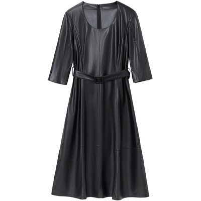 OVVU领中长款小黑裙秋冬