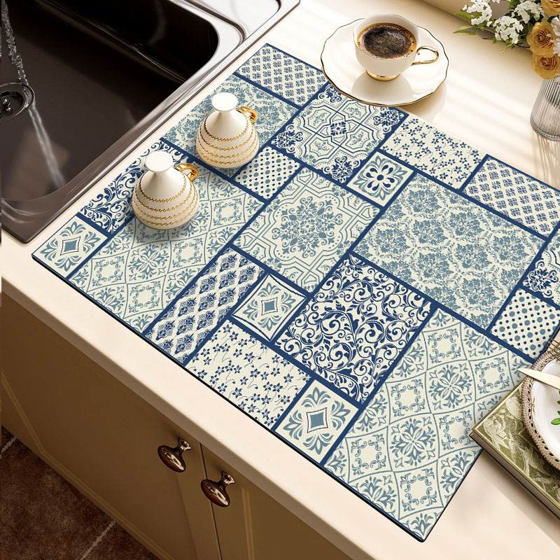 厨房台面沥水垫软硅藻泥吸水垫碗盘吧台垫洗手台餐桌餐盘隔热垫子