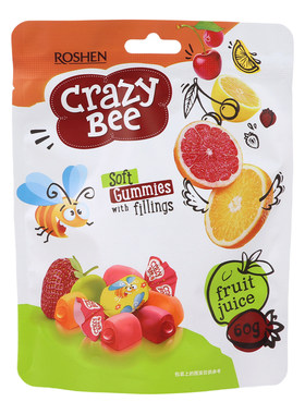 ROSHEN如胜 CRAZY-BEE疯狂小蜜蜂水果味软糖儿童糖果网红休闲零食