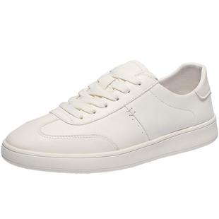 百丽男鞋无声黑白小白鞋冬新商场同款德训休闲板鞋8LX01CM4