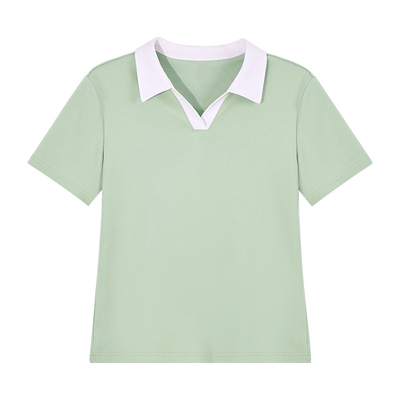 2026新款夏装翻领短袖t恤女上衣