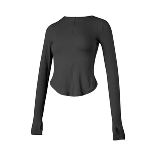 小茉莉黑色现代舞套指长袖舞蹈上衣女款新款显瘦跳舞专用服装成人