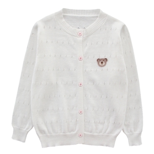 女童针织开衫春秋装儿童纯棉外搭2025秋季新款中大童薄款毛衣外套