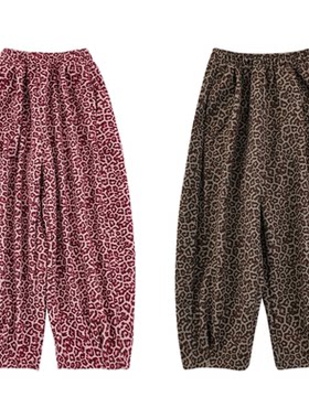 幼悠女童2025冬季新款加绒保暖豹纹裤时尚加厚百搭儿童毛呢长裤潮