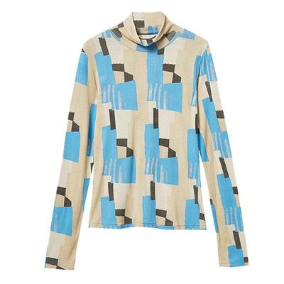 例外撞色小众修身高领长袖上衣