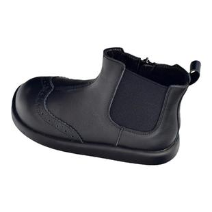 贝然童靴真皮皮鞋女童马丁靴短靴中筒靴男童单靴皮靴女宝加绒棉靴