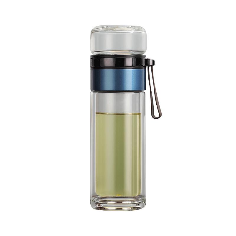 匡迪茶水分离泡茶杯双层隔热玻璃杯大容量男女花茶杯便携水杯定制