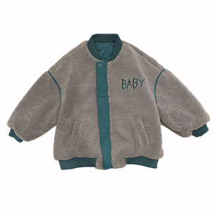 布芮欧童装冬季新款男女童加厚毛毛衣刺绣双面穿毛绒外套8399