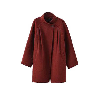 POPCHRIO驼绒红色翻领立领大衣