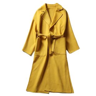 反季2025新款韩版双面羊绒大衣女长款纯手工赫本风系带羊毛呢外套