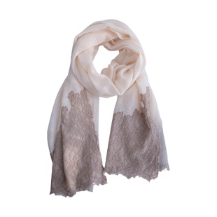 日本高支Cashmere稀贵纯山羊绒围巾披肩优雅冬季女蕾丝薄款送妈妈